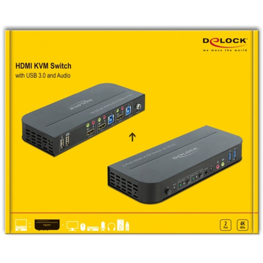 Delock hdmi kvm switch kvm-switch (zwart, 4k 60 hz, usb 3.0, audio)