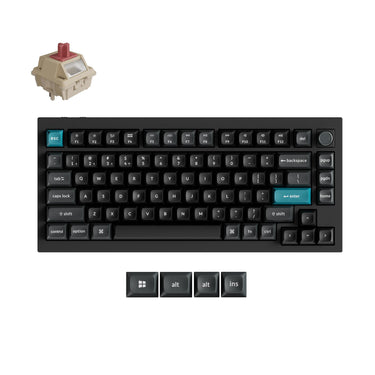 Keychron q1 ultra-m1 8k wireless custom mechanical keyboard (zwart, us lay-out (qwerty), silk pom red, 75%, rgb, hot swap, 8k, 2.4 ghz | bluetooth 5.2 | usb-c)