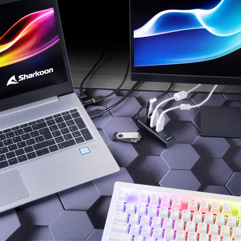 Load image into Gallery viewer, Sharkoon 4-port usb 3.2 gen 1 aluminium usb-hub (zwart)
