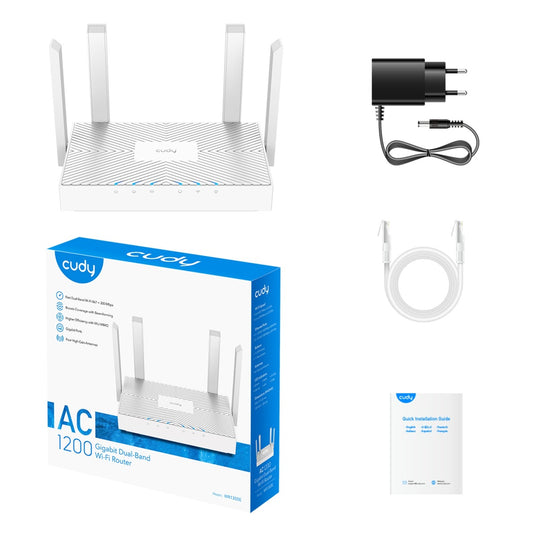 Cudy ac1200 gigabit wi-fi router (wit, app)