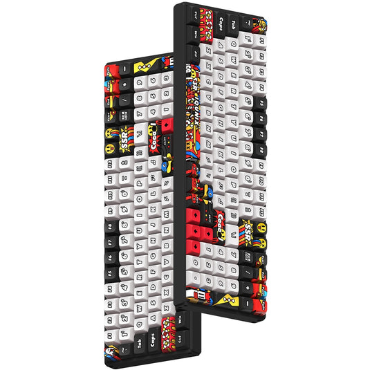 Iqunix f97 graffiti diary wireless mechanical keyboard (zwart, us lay-out (qwerty), cherry mx silent red, 96%, rgb leds, 96%, hot-swappable, pbt, 2.4ghz | bluetooth 5.1 | usb-c)