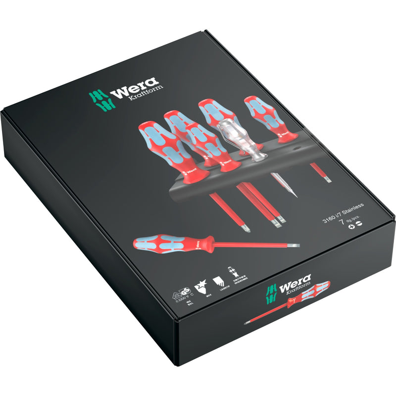Load image into Gallery viewer, Wera 3160 i 7 schroevendraaierset kraftform plus, roestvrij staal + rek (rood blauw, 7-delig)
