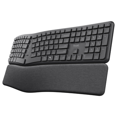 Trust keyra ergonomisch draadloos toetsenbord (zwart, us lay-out (qwerty), 100%, 2.4 ghz usb | bluetooth)
