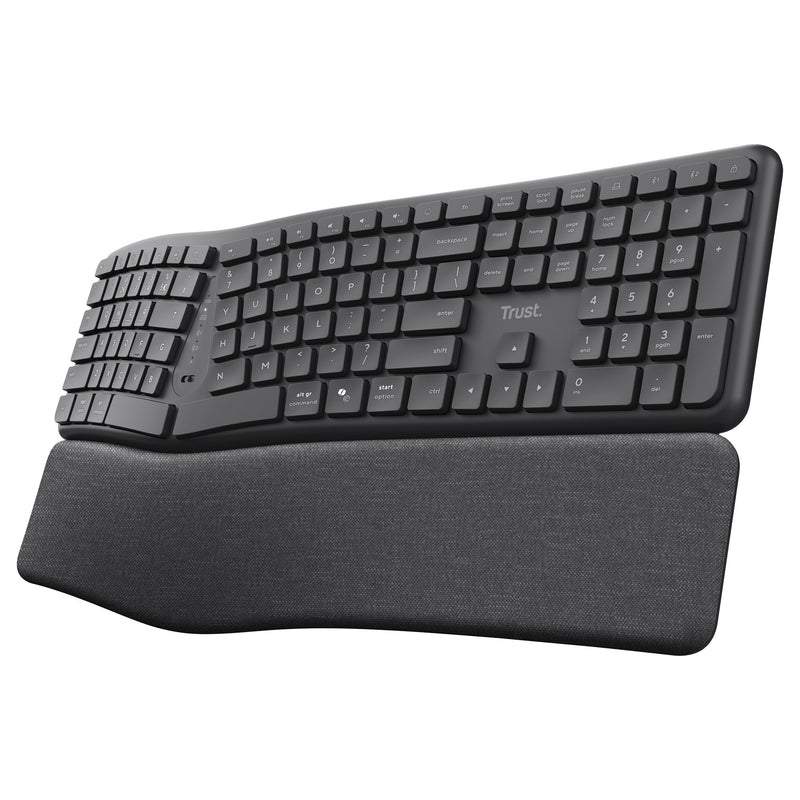 Load image into Gallery viewer, Trust keyra ergonomisch draadloos toetsenbord (zwart, us lay-out (qwerty), 100%, 2.4 ghz usb | bluetooth)
