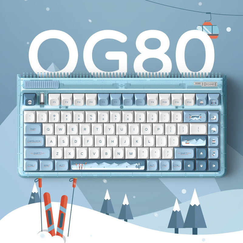 Load image into Gallery viewer, Iqunix og80 wintertide wireless mechanical keyboard, gaming toetsenbord (lichtblauw, us lay-out, iqunix moonstone, rgb leds, 80% (tkl), hot-swappable, pbt, 2.4ghz | bluetooth 5.1 | usb-c)

