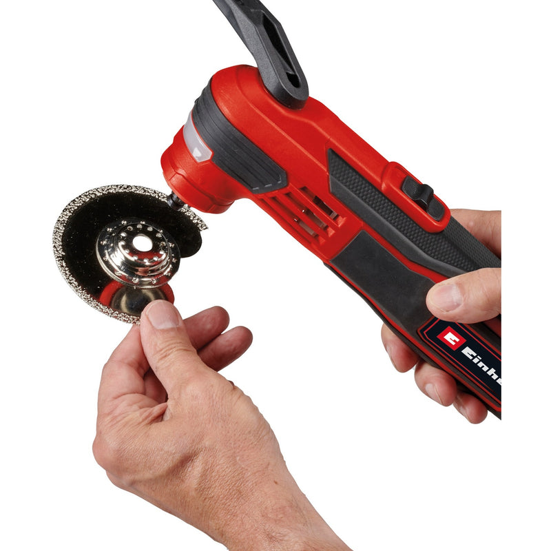 Load image into Gallery viewer, Einhell te-mg 350 eq multitool multifunctioneel gereedschap (rood zwart, incl. koffer, invalzaagblad en schuurpapier)
