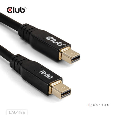 Club 3d minidisplayport naar minidisplayport dp80 bidirectioneel kabel (zwart, 1 meter, vesa-gecertificeerd)