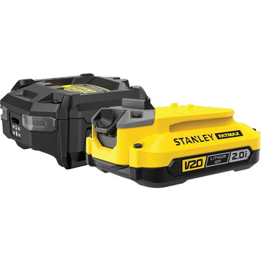 Stanley fatmax 18v startset 1x 2,0ah accu + lader v20 oplader (zwart geel)
