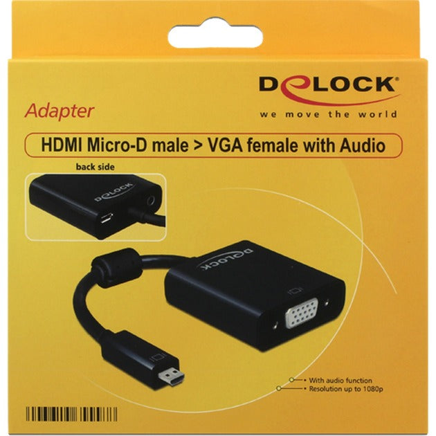Load image into Gallery viewer, Delock micro-hdmi naar vga adapter (zwart, 0,17 meter)
