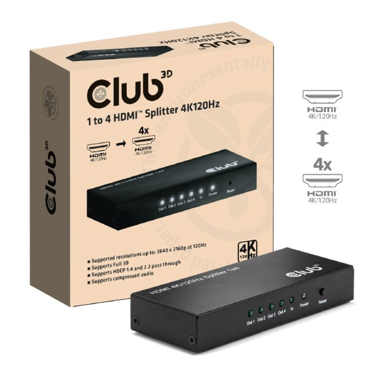 Load image into Gallery viewer, Club 3d hdmi splitter 1x > 4x hdmi 4k 120hz
