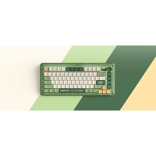 Iqunix zx75 camping wireless mechanical keyboard (groen, us lay-out (qwerty), cherry mx silent red, 75%, rgb leds, hot-swappable, double-shot pbt, 2.4ghz | bluetooth 5.1 | usb-c)