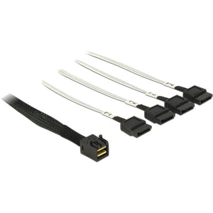 Delock mini sas hd sff-8643 naar 4x sata 7-pin kabel (zwart, 0,5 meter)