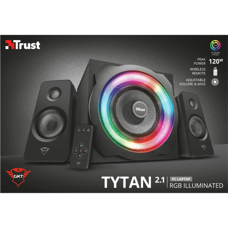 Load image into Gallery viewer, Trust gxt 629 tytan rgb illuminated 2.1 speaker set pc-luidspreker (zwart)
