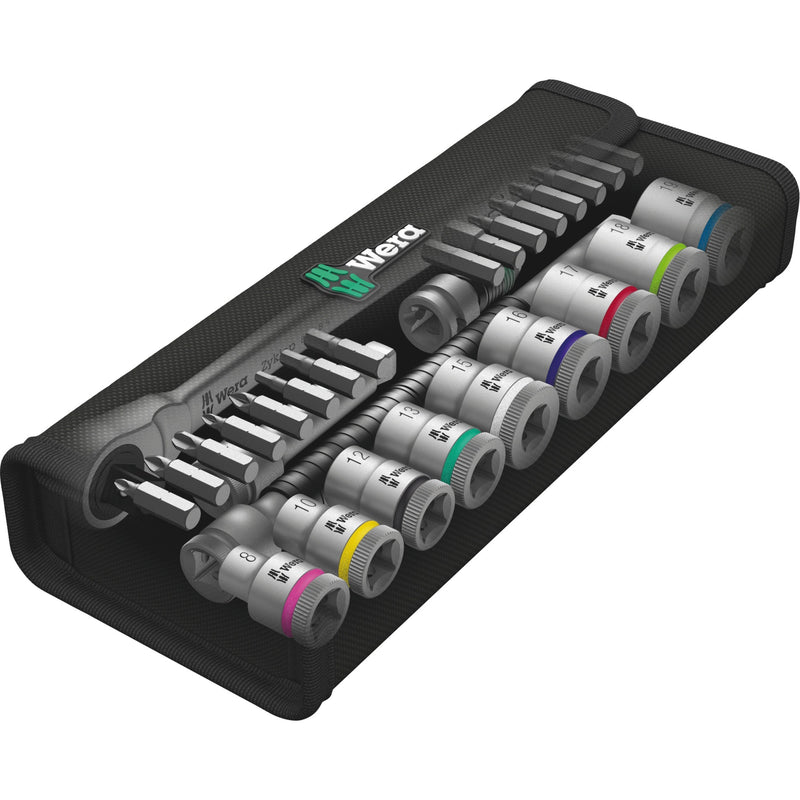 Load image into Gallery viewer, Wera 8100 sb 8 zyklop metal-ratelset, 29‑delig gereedschapsset (zwart zilver, omschakelpal, 3 8 -aandrijving, metrisch)
