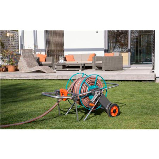 Gardena metalen slangenwagen 100 (grijs turquoise, 2674-20)