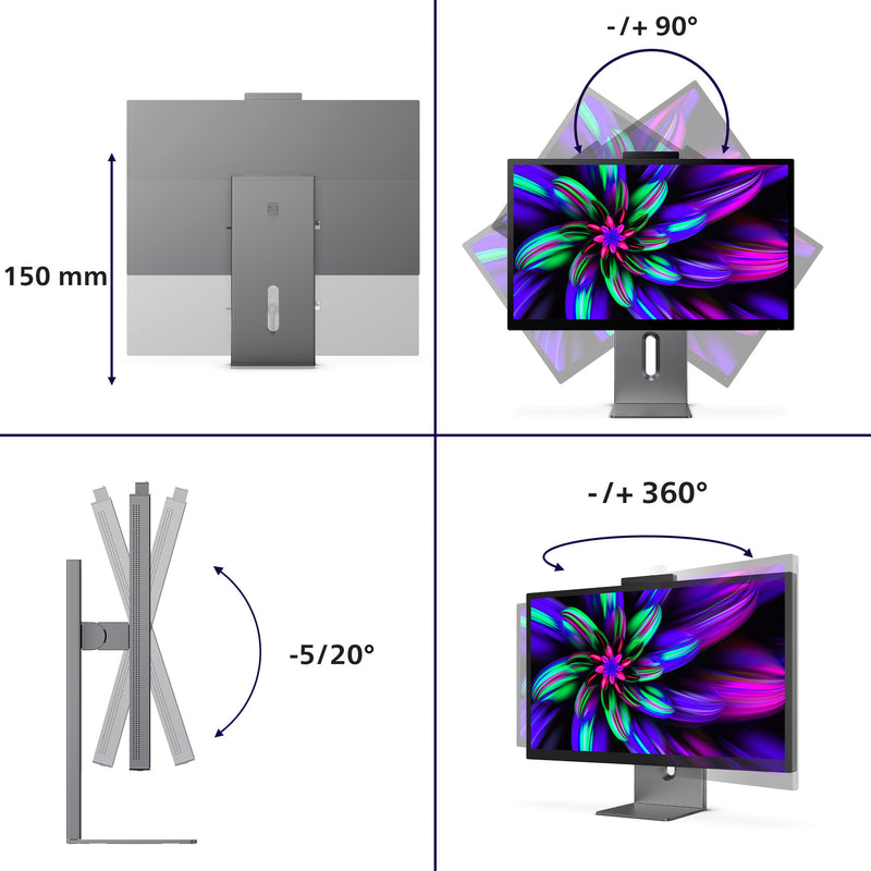 Load image into Gallery viewer, Philips brilliance 27e3u7903 27 5k uhd monitor (grijs, hdmi, 2x usb-a, usb-c, thunderbolt 4, rj-45, webcam)
