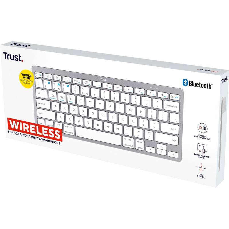 Load image into Gallery viewer, Trust wireless bluetooth keyboard, toetsenbord (grijs wit, us lay-out, scissor switches, bluetooth 4.0)
