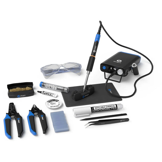 Ifixit fixhub power series soldeer toolkit soldeerbout (zwart blauw, 100 watt, usb-c, powerstation)