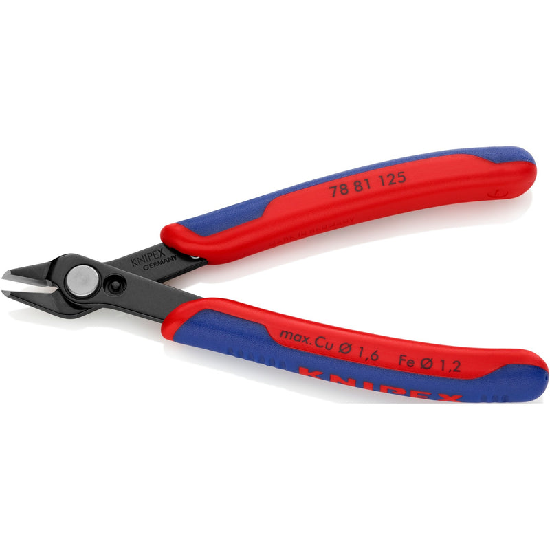 Load image into Gallery viewer, Knipex electronic super knips 78 81 125 elektronica-tang (rood blauw, verbinding met roestvrij stalen klinknagel, draadklem)
