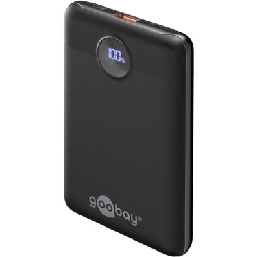 Goobay powerbank compact 10.000 mah (zwart, 10 ah, 1x usb-a, 1x usb-c, power delivery, quick charge)