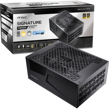 Antec signature 2200 platinum atx3.1 modulaire 2200 watt voeding (zwart, 2x 12v-2x6, 6x pcie)