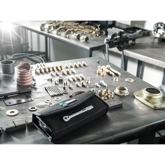 Wera 8100 sb 11 zyklop metalen ratelset, 3 8 gereedschapsset (zwart groen, 29-delig, volledig metalen ratel met vierkantaandrijving)