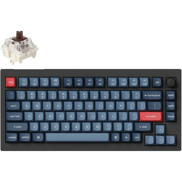 Keychron v1 max-d3 rgb mechanisch toetsenbord (zwart, us lay-out (qwerty), gateron jupiter brown, 75%, rgb leds, double-shot pbt, hot swap, 2.4 ghz | bluetooth | usb-c, knob)