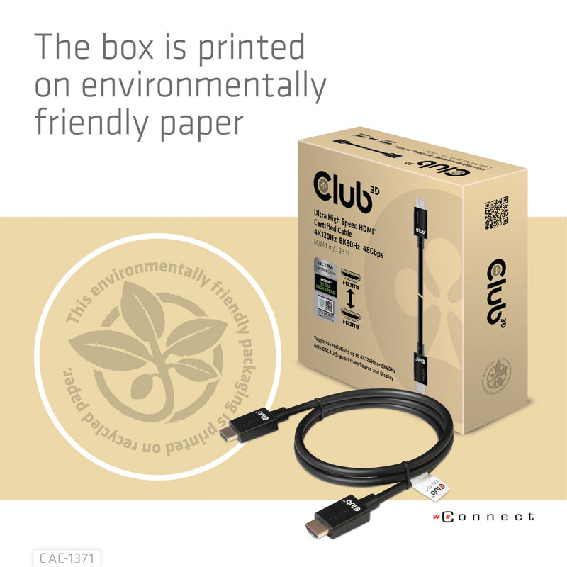Load image into Gallery viewer, Club 3d gecertificeerde ultra high speed hdmi 2.1 kabel (zwart, 1 meter, 8k)
