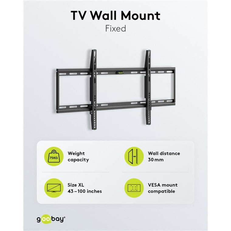Load image into Gallery viewer, Goobay tv wall mount fixed 43 - 100 inch (109 - 254 cm), max. 70 kg wandmontage (zwart)
