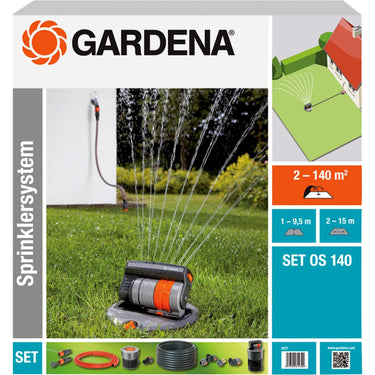 Gardena complete set met verzonken zwenksproeier os 140 sprinklersysteem (grijs oranje, 8221-20)