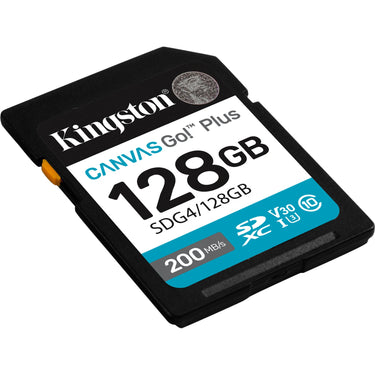 Kingston canvas go! plus sdxc 128 gb geheugenkaart (zwart, class 10, uhs-i u3, v30)