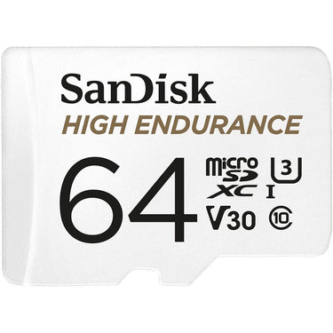 Sandisk high endurance microsdxc 64 gb geheugenkaart (wit, class 10, v30, u3, incl. adapter)