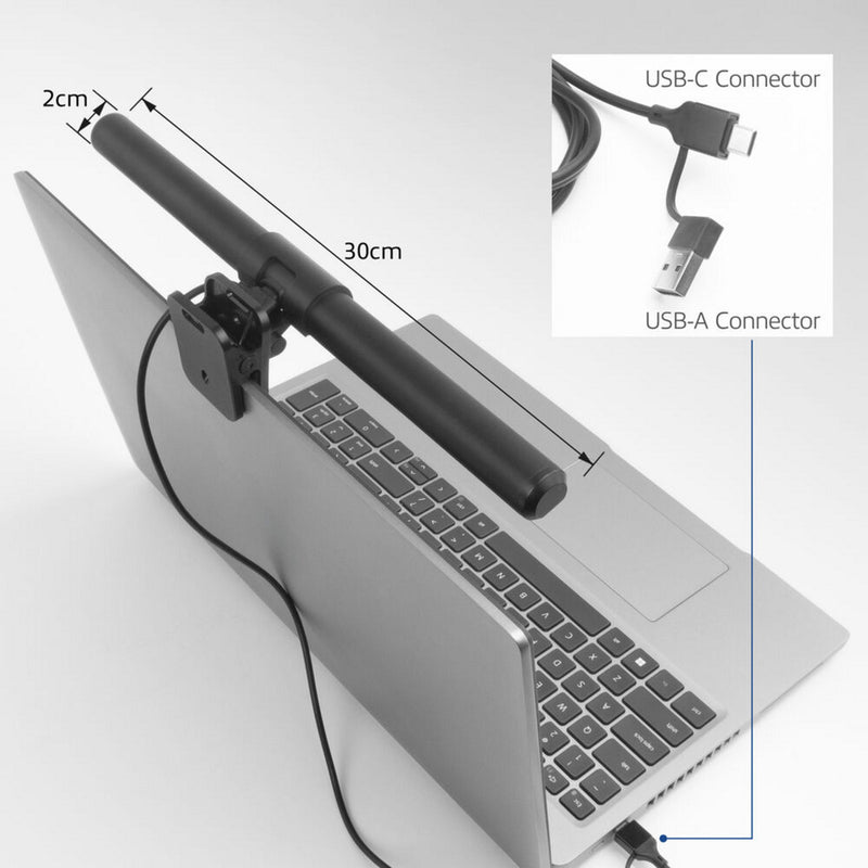 Load image into Gallery viewer, Act connectivity dimbare clip-on laptop led-lichtbalk led-bar (zwart, usb-voeding, 3000k-6500k)
