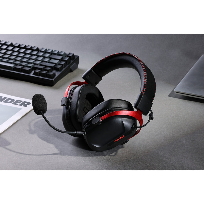 Afbeelding laden in galerijviewer, Mchose s9 pro wireless over-ear gaming headset (zwart rood, pc laptop playstation switch smartphone, 2.4g bluetooth wired type-c )
