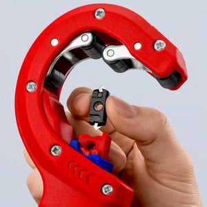 Knipex dpt50 buizensnijder voor dikwandige kunststof buizen ook kerngeschuimd snijden - capaciteit 32 - 50 mm - 202 mm - 90 23 02 bk