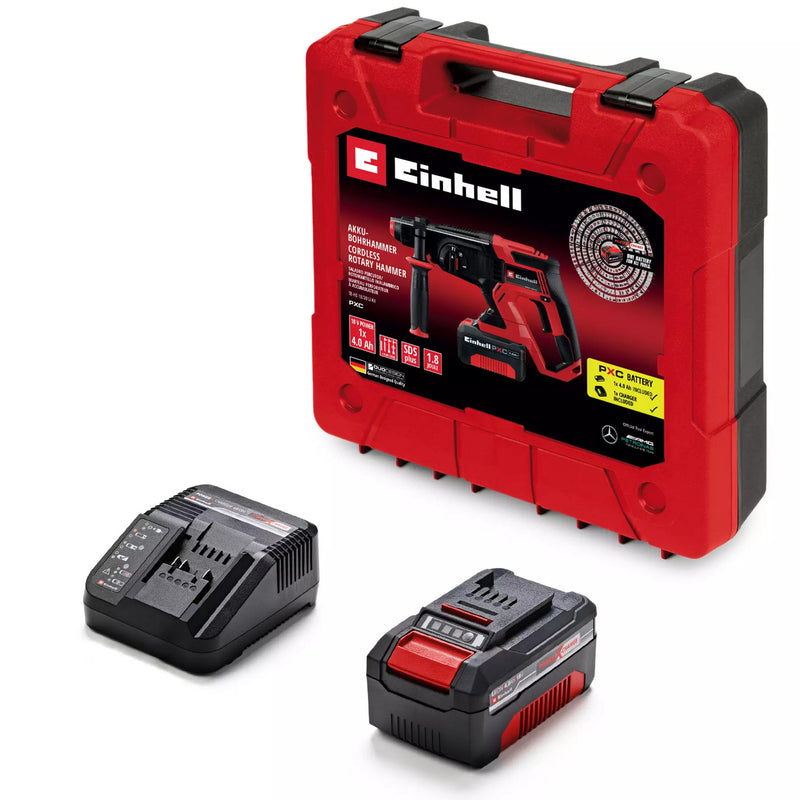 Load image into Gallery viewer, Einhell accu boorhamer te-hd 18 20 li (1x4,0ah) (rood zwart, incl. 1x 4.0 ah power x-change accu en lader)
