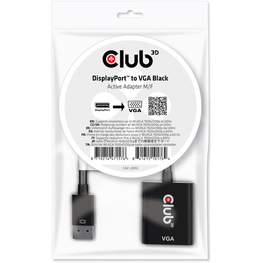 Club 3d displayport 1.1 naar vga active adapter (zwart)