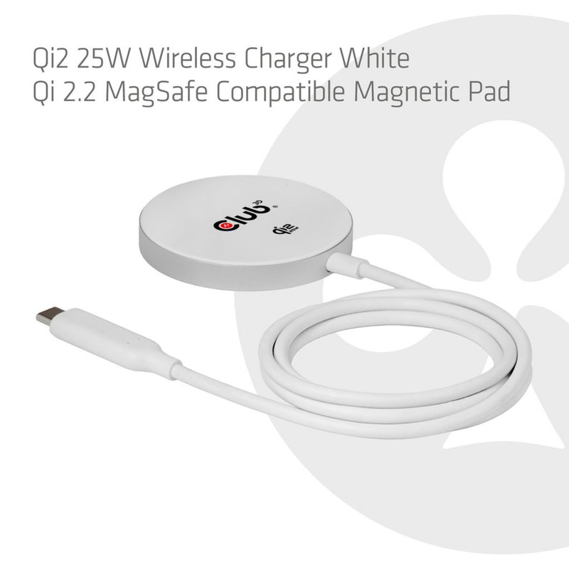 Afbeelding laden in galerijviewer, Club 3d cac-3026 qi2 25w draadloze oplader (wit, qi-gecertificeerd, magsafe-compatibel, magnetisch pad)
