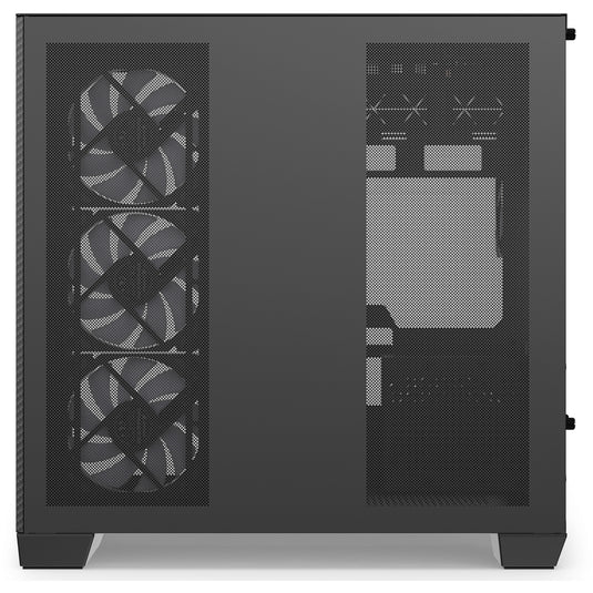 Sharkoon steel shark midi tower behuizing (zwart | 2x usb-a | 1x usb-c | rgb | tempered glass)