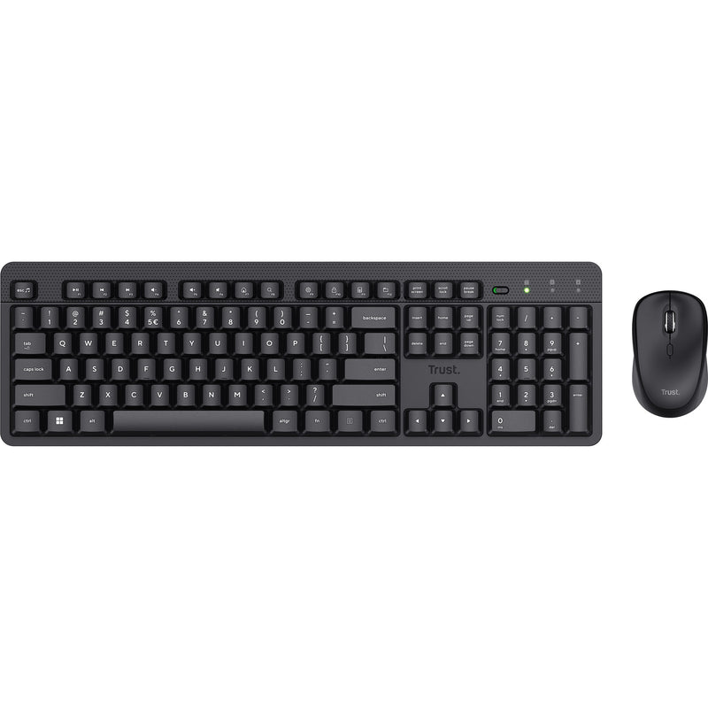 Load image into Gallery viewer, Trust ody ii stille draadloze toetsenbord- en muisset desktopset (zwart, us lay-out (qwerty), membraan, 100%, 800 dpi - 1.600 dpi)
