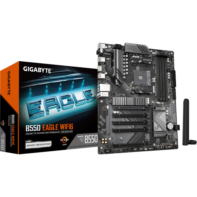 Load image into Gallery viewer, Gigabyte b550 eagle wifi6 socket am4 moederbord (zwart grijs, raid, gb-lan, wi-fi 6, bt, sound, atx)
