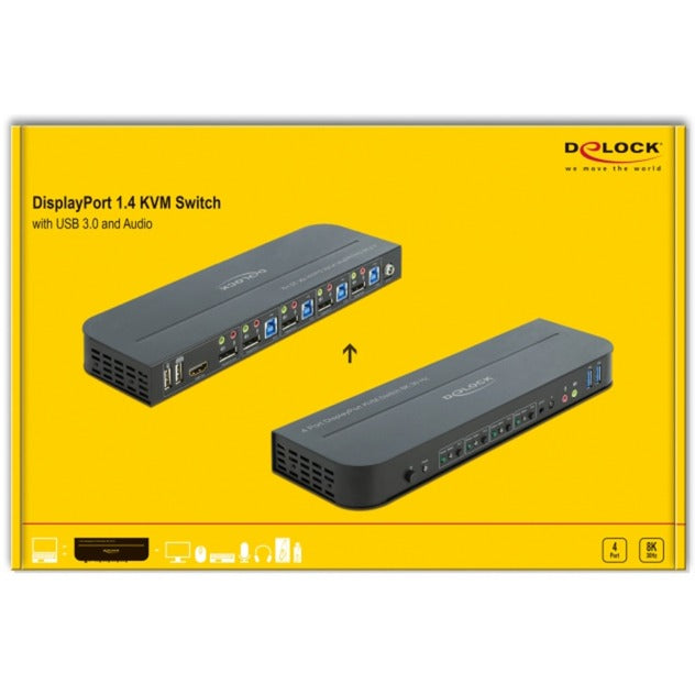 Load image into Gallery viewer, Delock displayport 1.4 kvm switch kvm-switch (zwart, 8k 30 hz, usb 3.0, audio)
