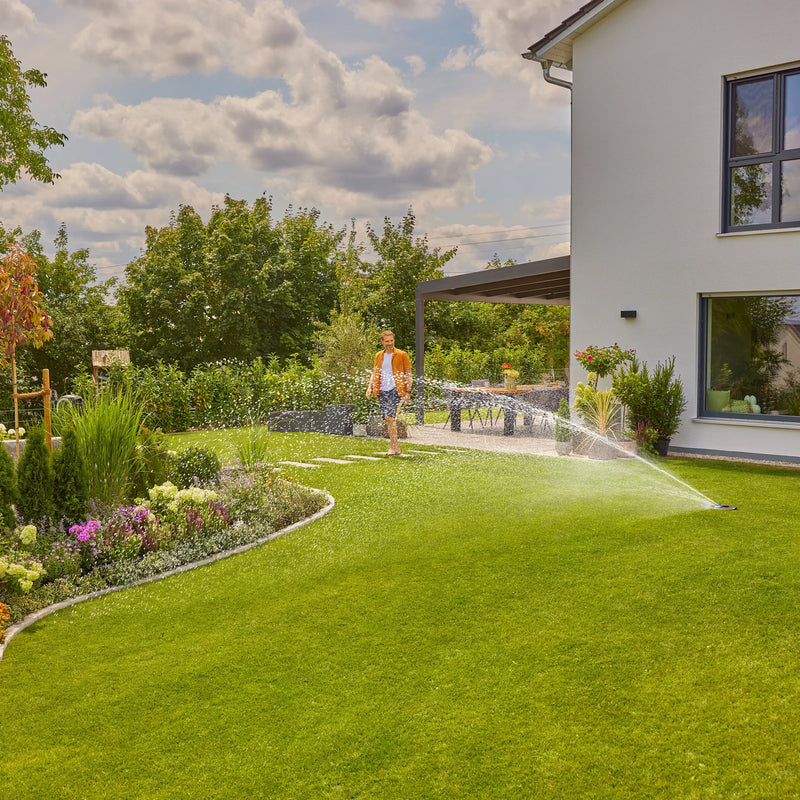 Load image into Gallery viewer, Gardena pipeline-irrigatiesysteem aquaprecise op zonne-energie voor gazon sprinklersysteem (grijs turquoise)
