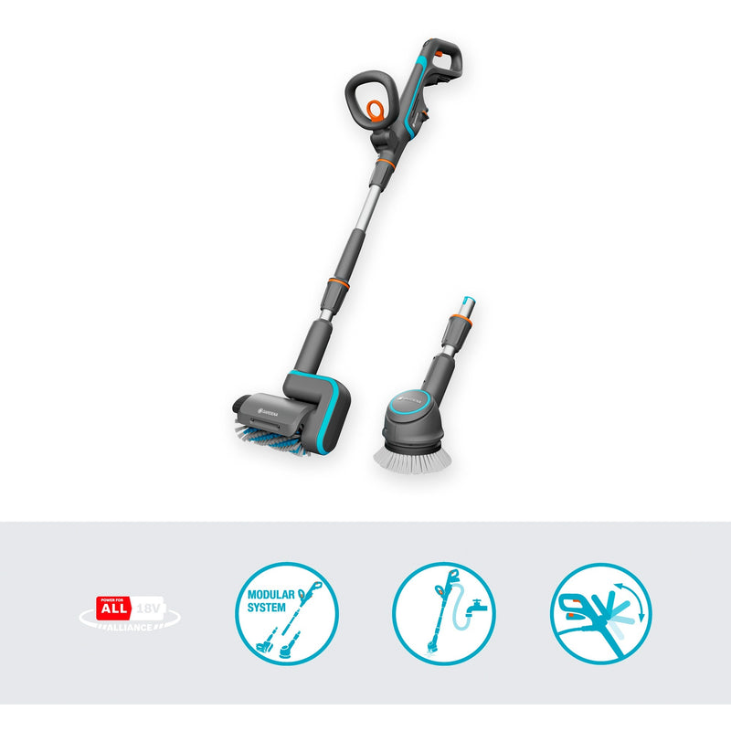 Load image into Gallery viewer, Gardena aquabrush universal accu-multireiniger 04 18v p4a solo vloerreiniger (grijs turquoise, 14842-55, power for all alliance, accu en lader niet inbegrepen)
