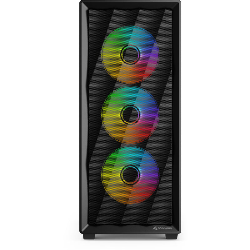 Load image into Gallery viewer, Sharkoon vk4 argb midi tower behuizing (zwart | 2x usb-a | rgb | tempered glass)
