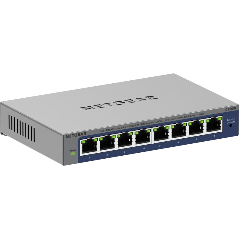 Load image into Gallery viewer, Netgear 8-poorts gigabit plus-switch (gs108e-400eus) (grijs, unmanaged)
