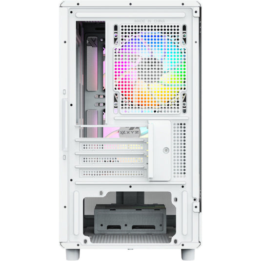 Xyz pc gear atom midi tower behuizing (wit | 2x usb-a | 1x usb-c | tempered glass)
