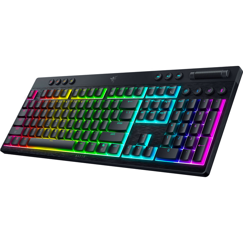 Load image into Gallery viewer, Razer blackwidow v4 hyperspeed mechanisch gaming toetsenbord (zwart, us lay-out (qwerty), low-profile green , 100%, double-shot pbt)
