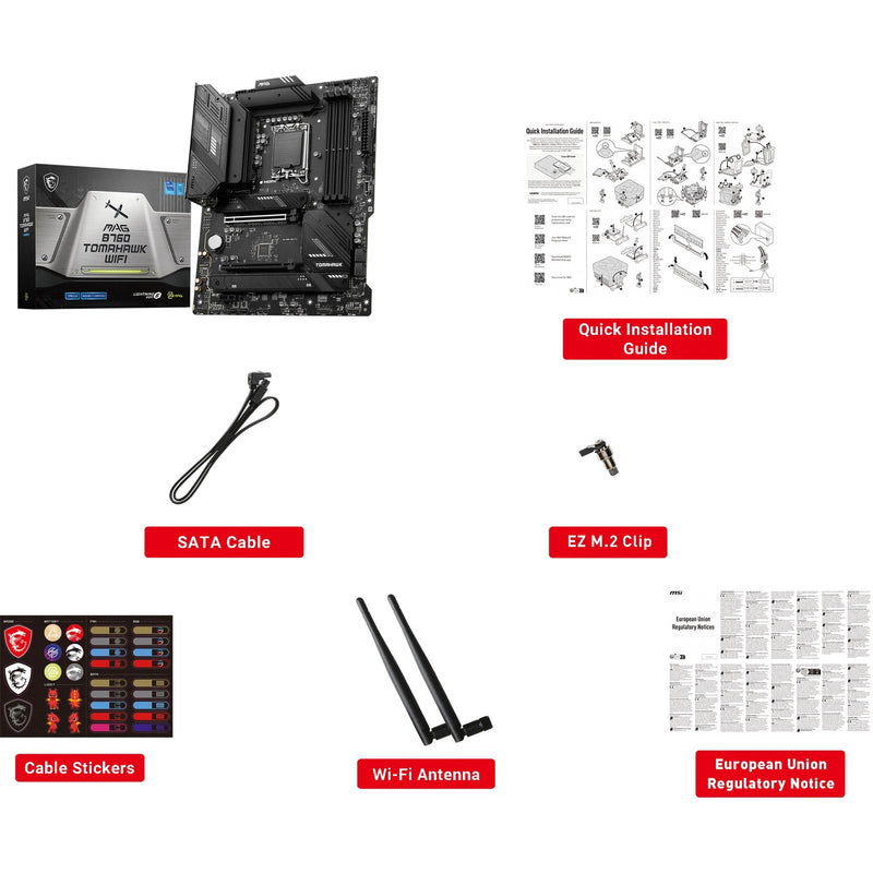 Load image into Gallery viewer, Msi mag b760 tomahawk wifi socket 1700 moederbord (zwart, raid, 2.5 gb-lan, wi-fi 6e, bt, sound, atx)
