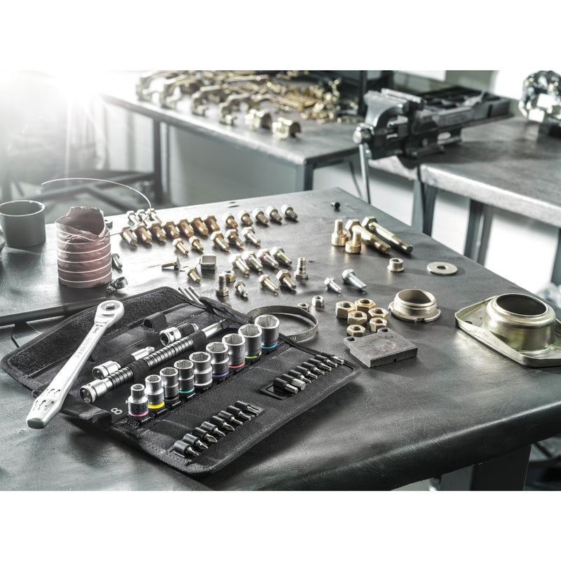 Load image into Gallery viewer, Wera 8100 sc 7 zyklop metal-ratelset met doorsteekvierkant 1 2 aandrijving gereedschapsset ( 28-delig )
